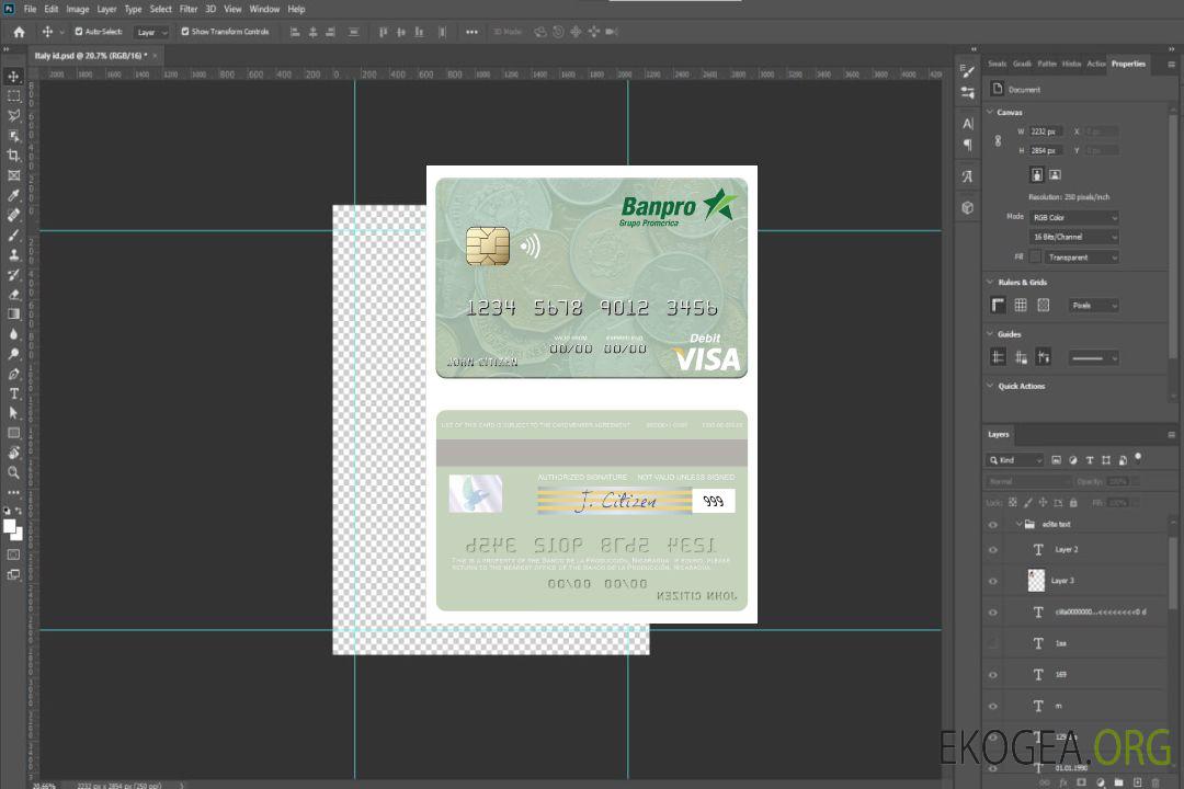Carte de débit visa Nicaragua Banco de la Producción template Carte de débit visa Nicaragua Banco de la Producción template
